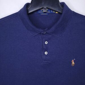 Ralph Lauren Polo Shirt Mens Large Navy Pony Slim Fit Cotton